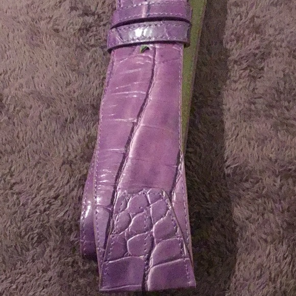 Suzanne Summers Wide Genuine Leather Purple Cured Belt, M/L-45” - Picture 16 of 16